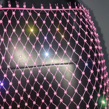 Cargar imagen en el visor de la galería, Pantalón Legging Largo con Abertura Lateral, Brillante con Diamantes de Strass, Malla de Red Transparente, Disponible en 8 Colores Diferentes