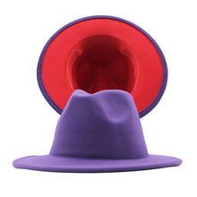 Carregar imagem no visualizador da galeria, Chapéu Fedora Unissexo de Lã Feltro de Duas Cores com Aba Larga