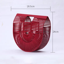 Lade das Bild in den Galerie-Viewer, Elegante hochwertige halbkreisförmige Bambusgeflecht-Shopper-Handtasche