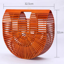 Lade das Bild in den Galerie-Viewer, Elegante hochwertige halbkreisförmige Bambusgeflecht-Shopper-Handtasche