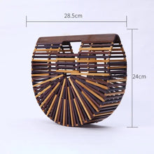 Lade das Bild in den Galerie-Viewer, Elegante hochwertige halbkreisförmige Bambusgeflecht-Shopper-Handtasche