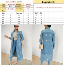 Charger l'image dans la visionneuse de la galerie,Veste en jean décontractée à manches longues, col en V, coupe ample, effet délavé