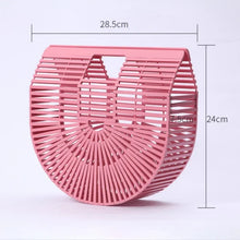 Lade das Bild in den Galerie-Viewer, Elegante hochwertige halbkreisförmige Bambusgeflecht-Shopper-Handtasche