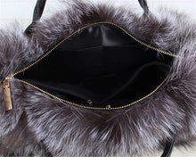Carregar imagem no visualizador da galeria, Bolsa de Ombro Transversal Grande de Couro de Raposa Real Natural com Pele Completa, Luxuosa, Disponível em 8 Cores Diferentes