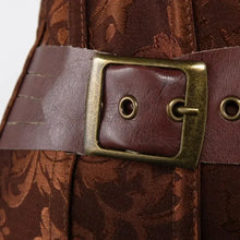 Carica l'immagine nel visualizzatore di Gallery, Stretto in vita in PU in stampa floreale con fibbia e catena, corsetto bustier con stecche in acciaio sopra il busto, 2 colori diversi, taglie fino a 7XL