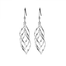 Carregar imagem no visualizador da galeria, Solid 925 Prata de Lei Geométrica Envolvente Torção Multi Camadas Brincos de Folha Oca Pendentes Joalharia 2 Variações Diferentes Disponíveis