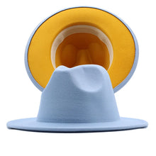 Carregar imagem no visualizador da galeria, Chapéu Fedora Unissexo de Lã Feltro de Duas Cores com Aba Larga