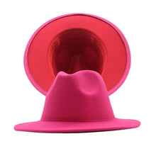 Carregar imagem no visualizador da galeria, Chapéu Fedora Unissexo de Lã Feltro de Duas Cores com Aba Larga