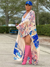 Carregar imagem no visualizador da galeria, Casaco Kimono Vintage de Cetim com Estampa Boémia, Mangas Compridas Largas, Capa Leve, Robe, Cardigã, Kaftan, Vestido Envelope, Túnica - 16 Variações