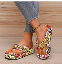 Carregar imagem no visualizador da galeria, Chinelo Slide de Plataforma Reta Cartoon/Corrente Sólida