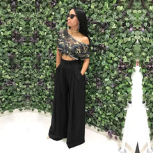 Carregar imagem no visualizador da galeria, Calças Palazzo Largas de Cintura Alta com Pregas e Bolsos