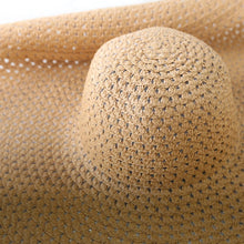 Carregar imagem no visualizador da galeria, 70cm Chapéu de Praia Verão Larga Aba Grande Proteção UV Dobrável Oversized Disponível em 21 Cores