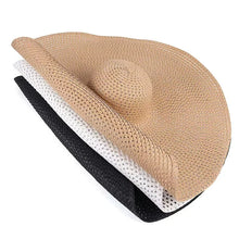 Carregar imagem no visualizador da galeria, 70cm Chapéu de Praia Verão Larga Aba Grande Proteção UV Dobrável Oversized Disponível em 21 Cores
