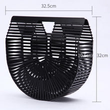 Lade das Bild in den Galerie-Viewer, Elegante hochwertige halbkreisförmige Bambusgeflecht-Shopper-Handtasche