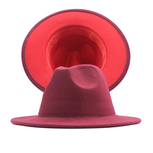 Carregar imagem no visualizador da galeria, Chapéu Fedora Unissexo de Lã Feltro de Duas Cores com Aba Larga