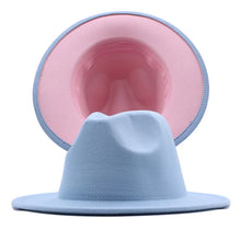 Carregar imagem no visualizador da galeria, Chapéu Fedora Unissexo de Lã Feltro de Duas Cores com Aba Larga