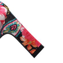 Carregar imagem no visualizador da galeria, Sandália de Cetim Boémia com Nó em Laço, Biqueira Aberta, Estampa Floral, Tira Cruzada no Tornozelo e Salto Quadrado Médio - 3 Cores Diferentes