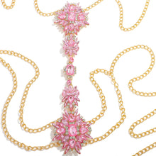 Cargar imagen en el visor de la galería, Collar de moda con flor de cristal de piedra preciosa de lujo exquisito, cadena para vientre/cuerpo, disponible en 7 colores