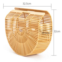 Lade das Bild in den Galerie-Viewer, Elegante hochwertige halbkreisförmige Bambusgeflecht-Shopper-Handtasche
