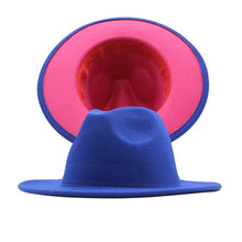 Carregar imagem no visualizador da galeria, Chapéu Fedora Unissexo de Lã Feltro de Duas Cores com Aba Larga