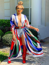 Carregar imagem no visualizador da galeria, Casaco Kimono Vintage de Cetim com Estampa Boémia, Mangas Compridas Largas, Capa Leve, Robe, Cardigã, Kaftan, Vestido Envelope, Túnica - 16 Variações