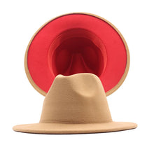 Carregar imagem no visualizador da galeria, Chapéu Fedora Unissexo de Lã Feltro de Duas Cores com Aba Larga