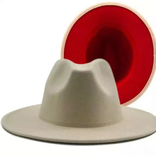 Carregar imagem no visualizador da galeria, Chapéu Fedora Unissexo de Lã Feltro de Duas Cores com Aba Larga