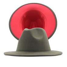 Carregar imagem no visualizador da galeria, Chapéu Fedora Unissexo de Lã Feltro de Duas Cores com Aba Larga