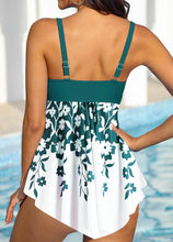 Carregar imagem no visualizador da galeria, Conjunto de Biquíni Tankini de Duas Peças com Estampa Drapeada e Saia de Praia