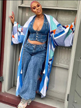 Carregar imagem no visualizador da galeria, Casaco Kimono Vintage de Cetim com Estampa Boémia, Mangas Compridas Largas, Capa Leve, Robe, Cardigã, Kaftan, Vestido Envelope, Túnica - 16 Variações