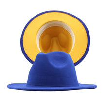 Carregar imagem no visualizador da galeria, Chapéu Fedora Unissexo de Lã Feltro de Duas Cores com Aba Larga