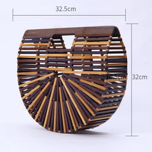 Lade das Bild in den Galerie-Viewer, Elegante hochwertige halbkreisförmige Bambusgeflecht-Shopper-Handtasche