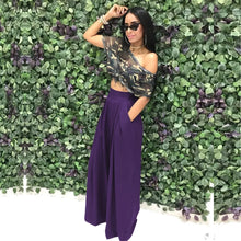 Carregar imagem no visualizador da galeria, Calças Palazzo Largas de Cintura Alta com Pregas e Bolsos