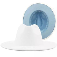 Carregar imagem no visualizador da galeria, Chapéu Fedora Unissexo de Lã Feltro de Duas Cores com Aba Larga