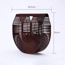 Lade das Bild in den Galerie-Viewer, Elegante hochwertige halbkreisförmige Bambusgeflecht-Shopper-Handtasche