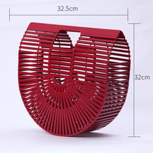 Lade das Bild in den Galerie-Viewer, Elegante hochwertige halbkreisförmige Bambusgeflecht-Shopper-Handtasche