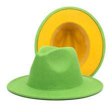 Carregar imagem no visualizador da galeria, Chapéu Fedora Unissexo de Lã Feltro de Duas Cores com Aba Larga