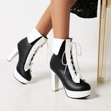 Carregar imagem no visualizador da galeria, Botas de Ankle de Laço em Plataforma com Laço Doce Lolita, Cor Mista, Bico Redondo, Salto Alto de Princesa, Várias Cores