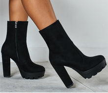 Carregar imagem no visualizador da galeria, Botas de Plataforma Grossa de Salto Alto com Estampa de Leopardo/Preto para Outono/Inverno