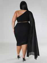 Load image into Gallery viewer, Single Sleeve Crop Top And Skirt Sexy Matching Two Piece Set Outfit