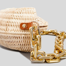 Carregar imagem no visualizador da galeria, Bolsa de Ombro Transversal de Palha Concha de Moda, Bolsa de Vime Designer de Rattan/Clutch