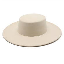 Carregar imagem no visualizador da galeria, Chapéu Fedora de Lã de Inverno com Aba Larga de 10CM para Casamento Jazz Flat Top