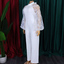 Charger l'image dans la visionneuse de la galerie,Combinaison élégante à manches lanternes, taille haute, unie, pour femme de bureau, tenue formelle de travail