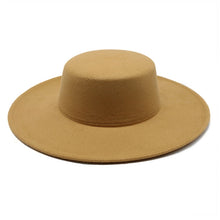 Carregar imagem no visualizador da galeria, Chapéu Fedora de Lã de Inverno com Aba Larga de 10CM para Casamento Jazz Flat Top