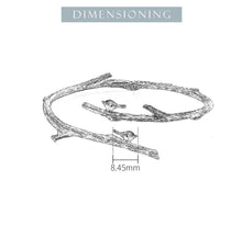 Carregar imagem no visualizador da galeria, Pulseira Ajustável com Pássaro no Galho em Prata Esterlina 925 Real, Joalharia Fina Natural Original Feita à Mão