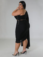 Load image into Gallery viewer, Single Sleeve Crop Top And Skirt Sexy Matching Two Piece Set Outfit