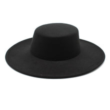 Carregar imagem no visualizador da galeria, Chapéu Fedora de Lã de Inverno com Aba Larga de 10CM para Casamento Jazz Flat Top