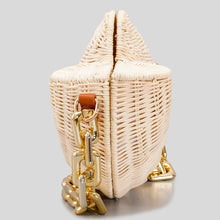 Carregar imagem no visualizador da galeria, Bolsa de Ombro Transversal de Palha Concha de Moda, Bolsa de Vime Designer de Rattan/Clutch