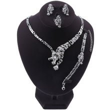 Charger l'image dans la visionneuse de la galerie,Bijoux en cristal de tigre exquis, ensemble de collier, boucles d'oreilles, bague et bracelet de luxe pour mariage