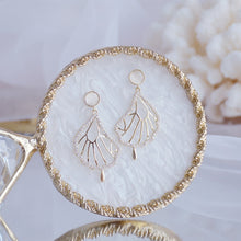 Cargar imagen en el visor de la galería, Lujo 925 Plata de Ley/14K Chapado en Oro Real Hojas Delicadas Micro Incrustadas con Circonita Cúbica CZ Pendientes de Botón/Colgante